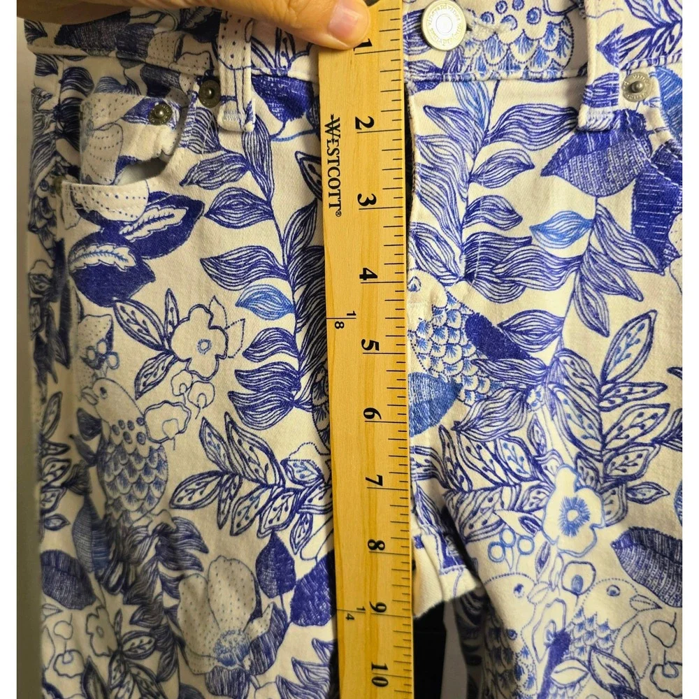 Vineyard Vines Women's US 4 Floral Print Skinny Jeans Blue White Y2K Cottagecore
